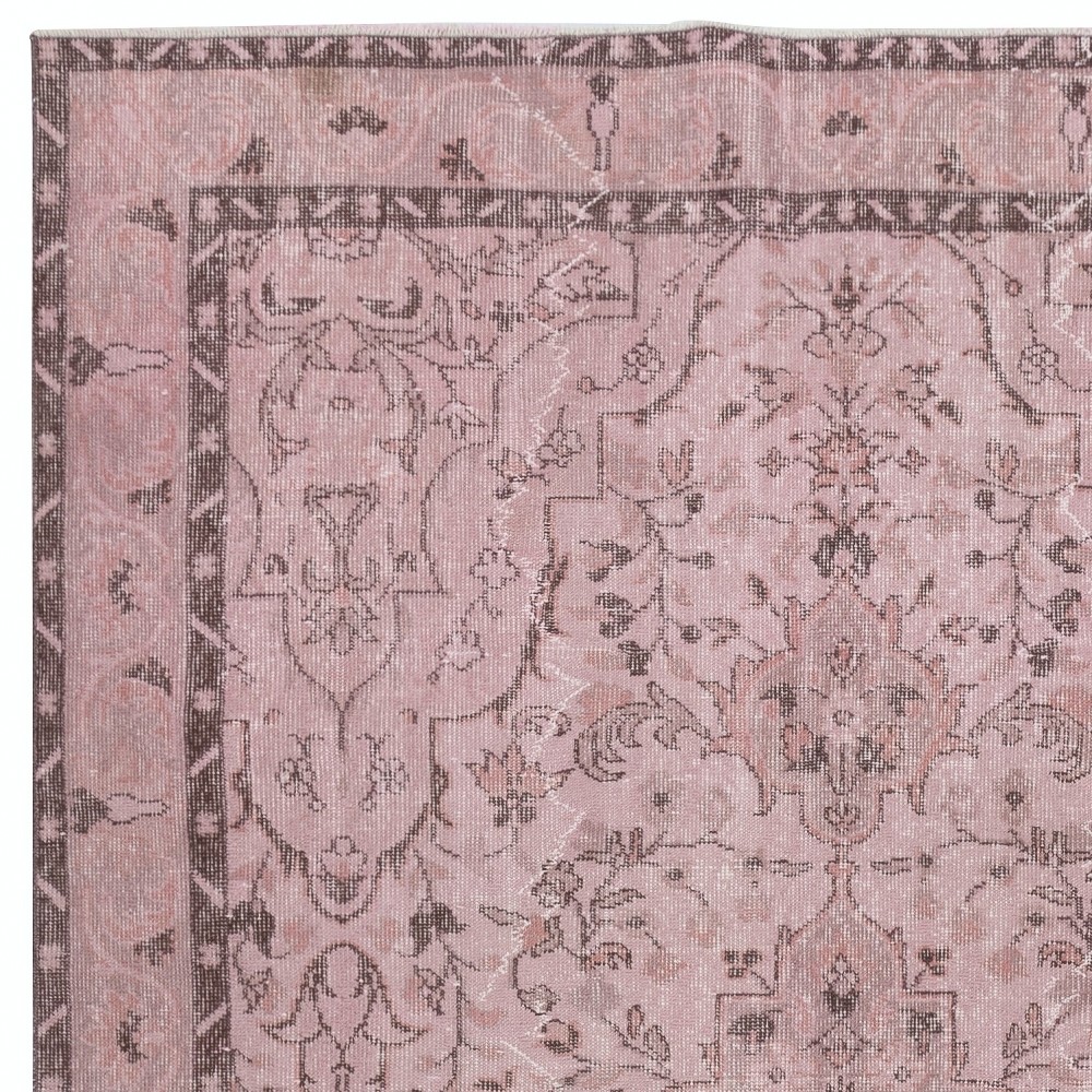 Pink Area Rug for Modern Interiors, Hand-Knotted in Turkey