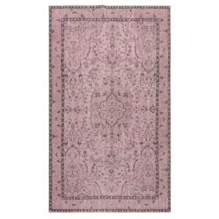 Pink Area Rug for Modern Interiors, Hand-Knotted in Turkey