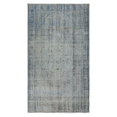 Distressed Blue Area Rug for Contemporary Interiors, Handmade in Turkey