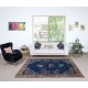 Chinese Art Deco Inspired Vintage Handmade Area Rug in Dark Blue Color