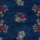 Chinese Art Deco Inspired Vintage Handmade Area Rug in Dark Blue Color
