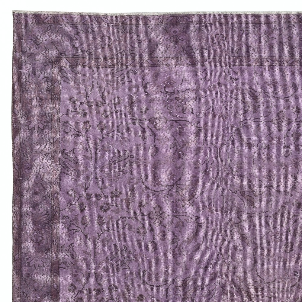 Purple Color Handmade Wool Rug from Turkey, Modern Home Decor