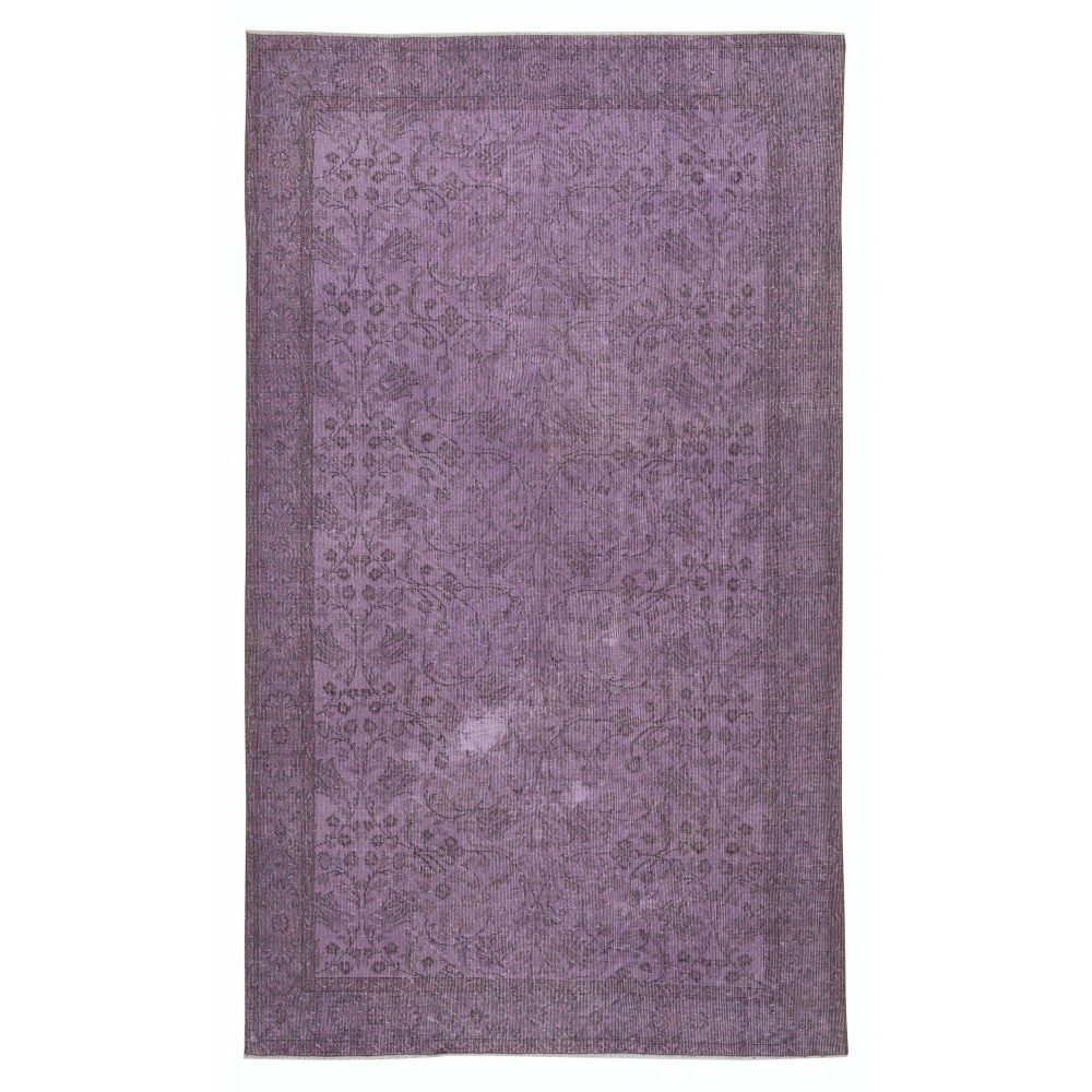 Purple Color Handmade Wool Rug from Turkey, Modern Home Decor