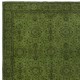 Modern Handmade Turkish Wool Area Rug with Floral Design and Green Background