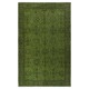 Modern Handmade Turkish Wool Area Rug with Floral Design and Green Background