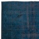Navy Blue Color Handmade Turkish Area Rug for Contemporary Interiors