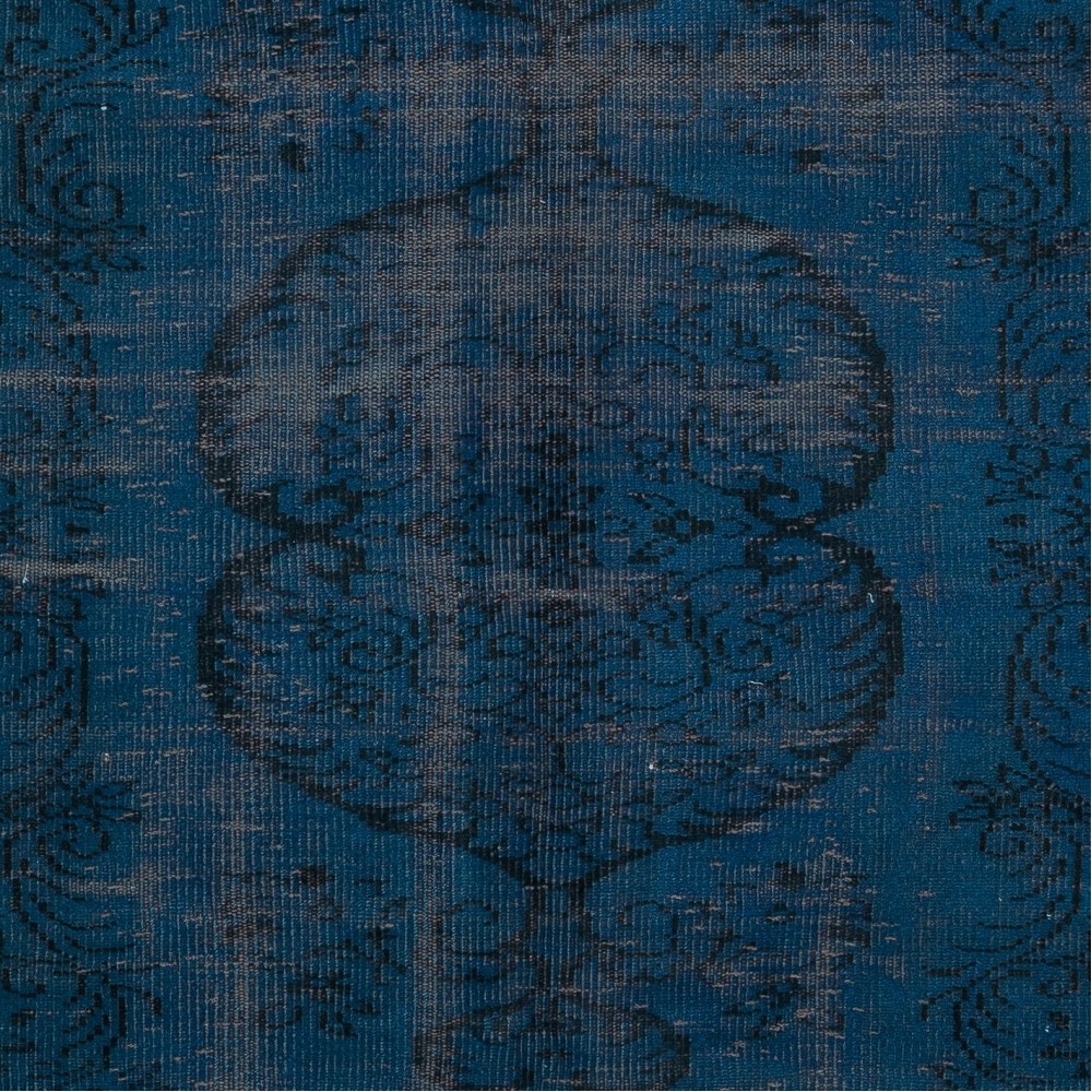 Navy Blue Color Handmade Turkish Area Rug for Contemporary Interiors