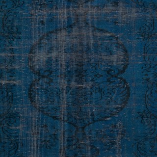 Navy Blue Color Handmade Turkish Area Rug for Contemporary Interiors