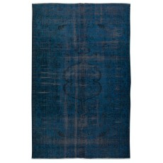 Navy Blue Color Handmade Turkish Area Rug for Contemporary Interiors