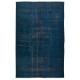 Navy Blue Color Handmade Turkish Area Rug for Contemporary Interiors