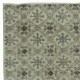 Modern Handmade Turkish Wool Area Rug with Floral Design and Green Background