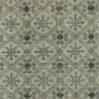 Modern Handmade Turkish Wool Area Rug with Floral Design and Green Background