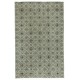 Modern Handmade Turkish Wool Area Rug with Floral Design and Green Background