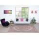Turkish Floor Rug in Pink Color. Modern Hand Knotted Area Rug for Kitchen and Living Room