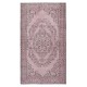 Turkish Floor Rug in Pink Color. Modern Hand Knotted Area Rug for Kitchen and Living Room