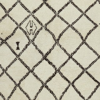 Moroccan Rug Made of Natural Undyed Wool, Handmade Diamond Design Tulu Carpet