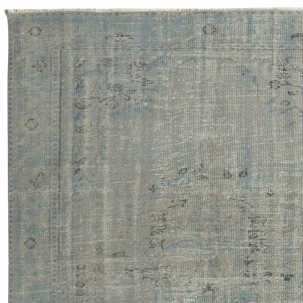 Decorative Handmade Turkish Wool Area Rug in Light Blue. Modern Floor Covering