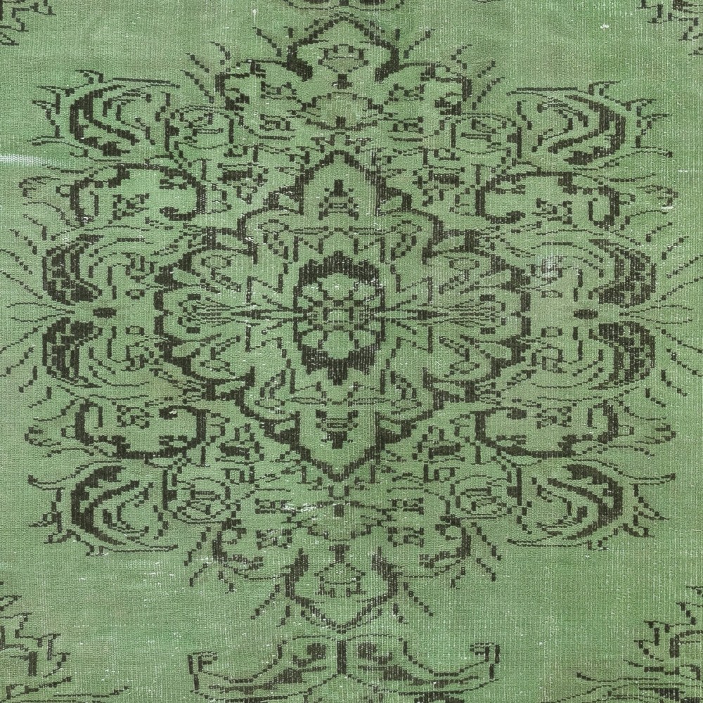 Modern Handmade Turkish Wool Area Rug in Green