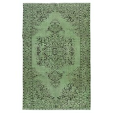Modern Handmade Turkish Wool Area Rug in Green