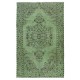 Modern Handmade Turkish Wool Area Rug in Green