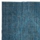 Decorative Handmade Turkish Wool Area Rug in Blue. Modern Floor Covering