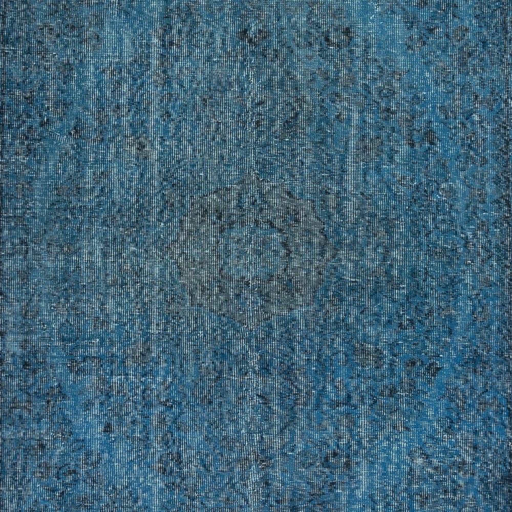 Decorative Handmade Turkish Wool Area Rug in Blue. Modern Floor Covering