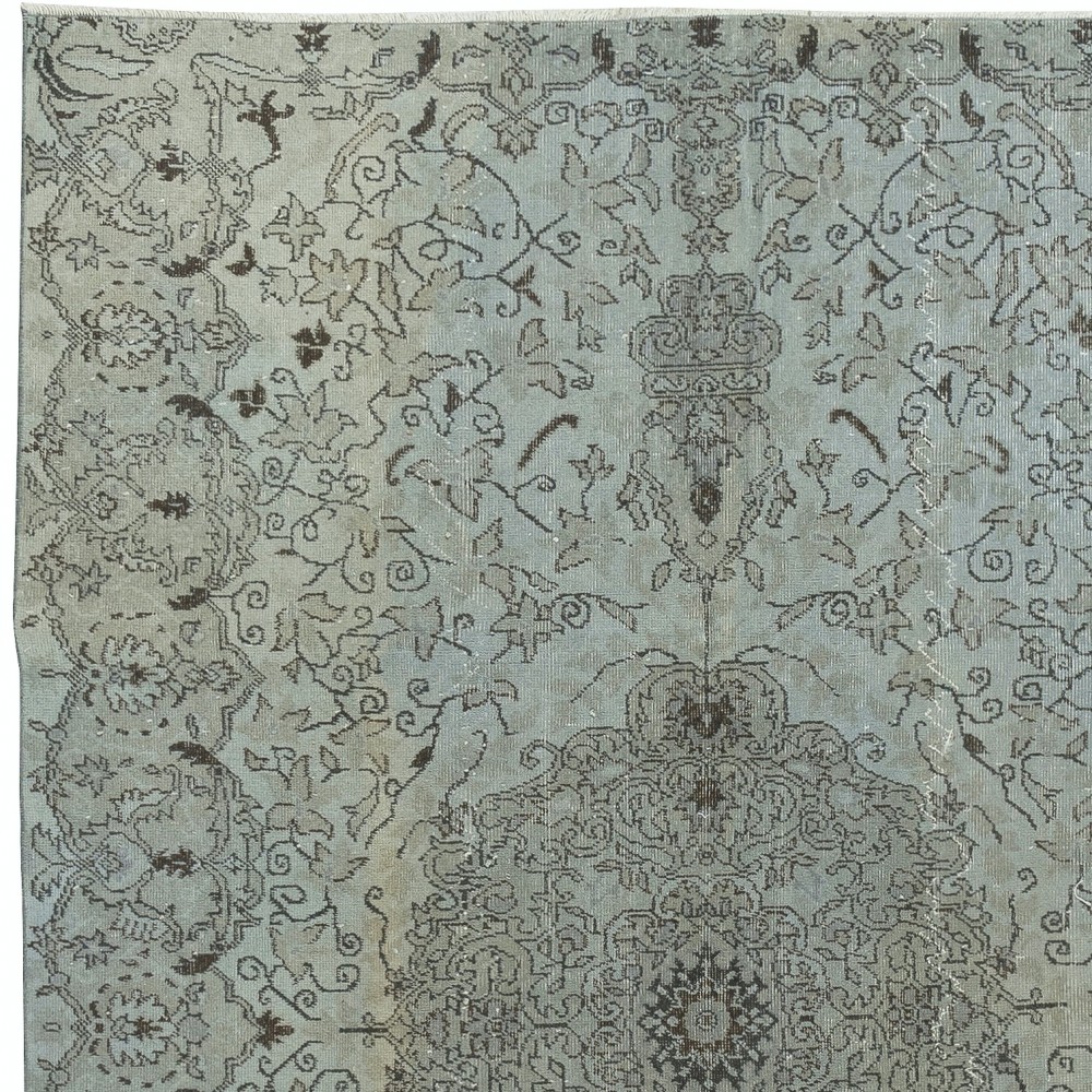 Contemporary Light Area Rug in Blue, Hand-woven and Hand-knotted in Turkey