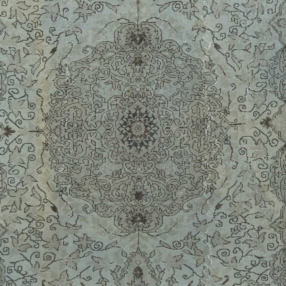 Contemporary Light Area Rug in Blue, Hand-woven and Hand-knotted in Turkey