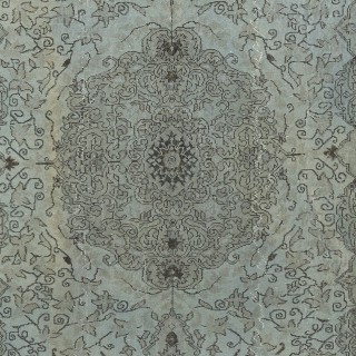 Vintage Area Rug Overdyed in Blue, Hand-woven and Hand-knotted in Turkey