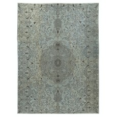 Vintage Area Rug Overdyed in Blue, Hand-woven and Hand-knotted in Turkey