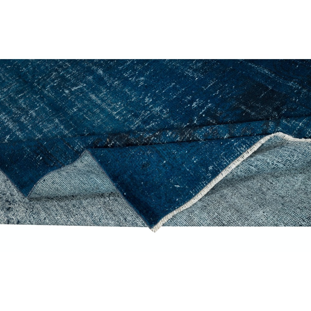 Modern Area Rug in Solid Navy Blue, Hand-woven and Hand-knotted in Turkey