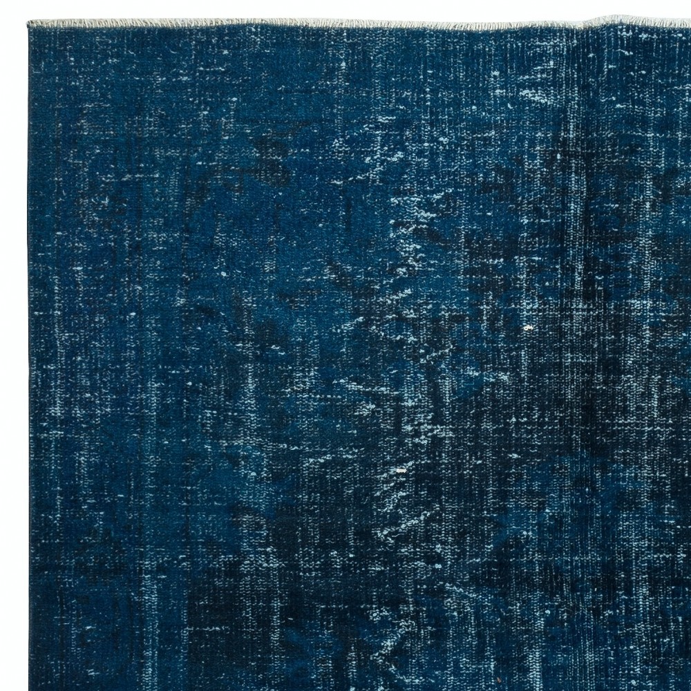 Modern Area Rug in Solid Navy Blue, Hand-woven and Hand-knotted in Turkey