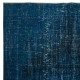 Modern Area Rug in Solid Navy Blue, Hand-woven and Hand-knotted in Turkey