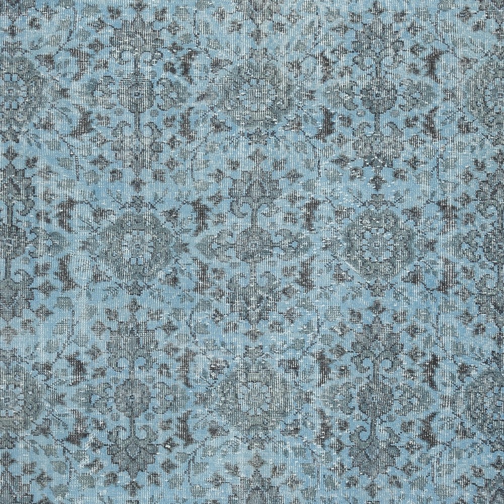Modern Floral Patterned Area Rug in Blue, Hand-woven and Hand-knotted in Turkey