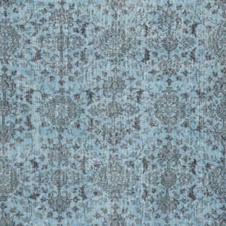 Modern Floral Patterned Area Rug in Blue, Hand-woven and Hand-knotted in Turkey