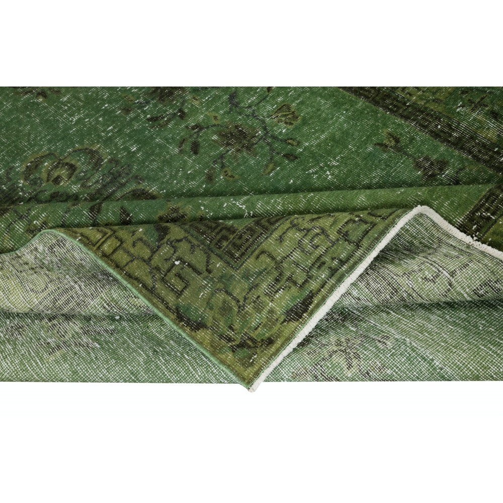 Modern Handmade Turkish Wool Area Rug in Green