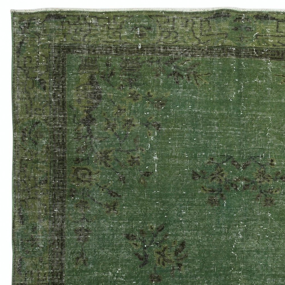 Modern Handmade Turkish Wool Area Rug in Green