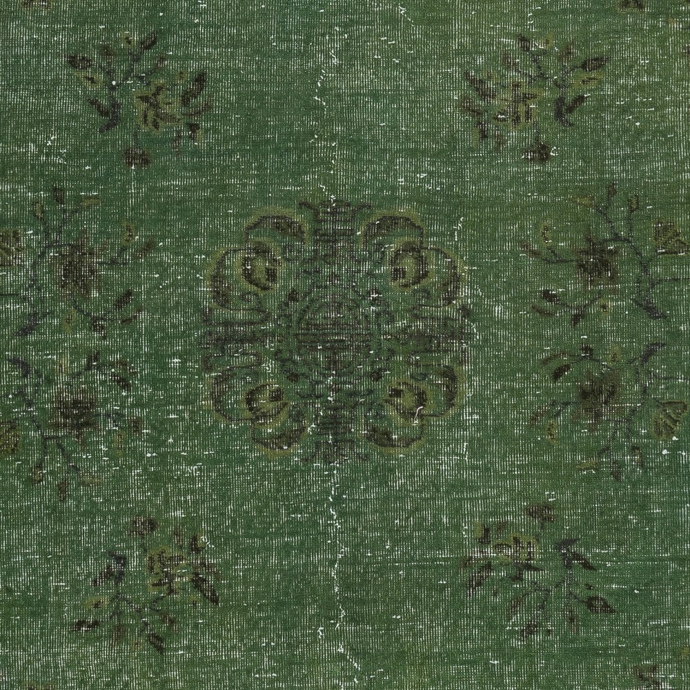 Modern Handmade Turkish Wool Area Rug in Green