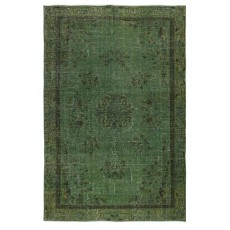 Modern Handmade Turkish Wool Area Rug in Green