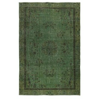Modern Handmade Turkish Wool Area Rug in Green