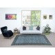 Contemporary Handmade Blue Color Turkish Wool Area Rug with Floral Design