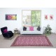 Contemporary Handmade Floral Patterned Turkish Wool Area Rug in Pink Color