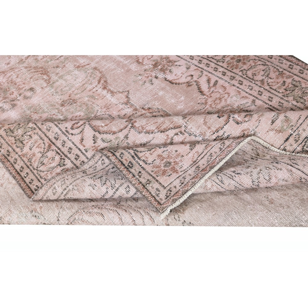Modern Area Rug in Light Pink, Handwoven and Handknotted in Turkey