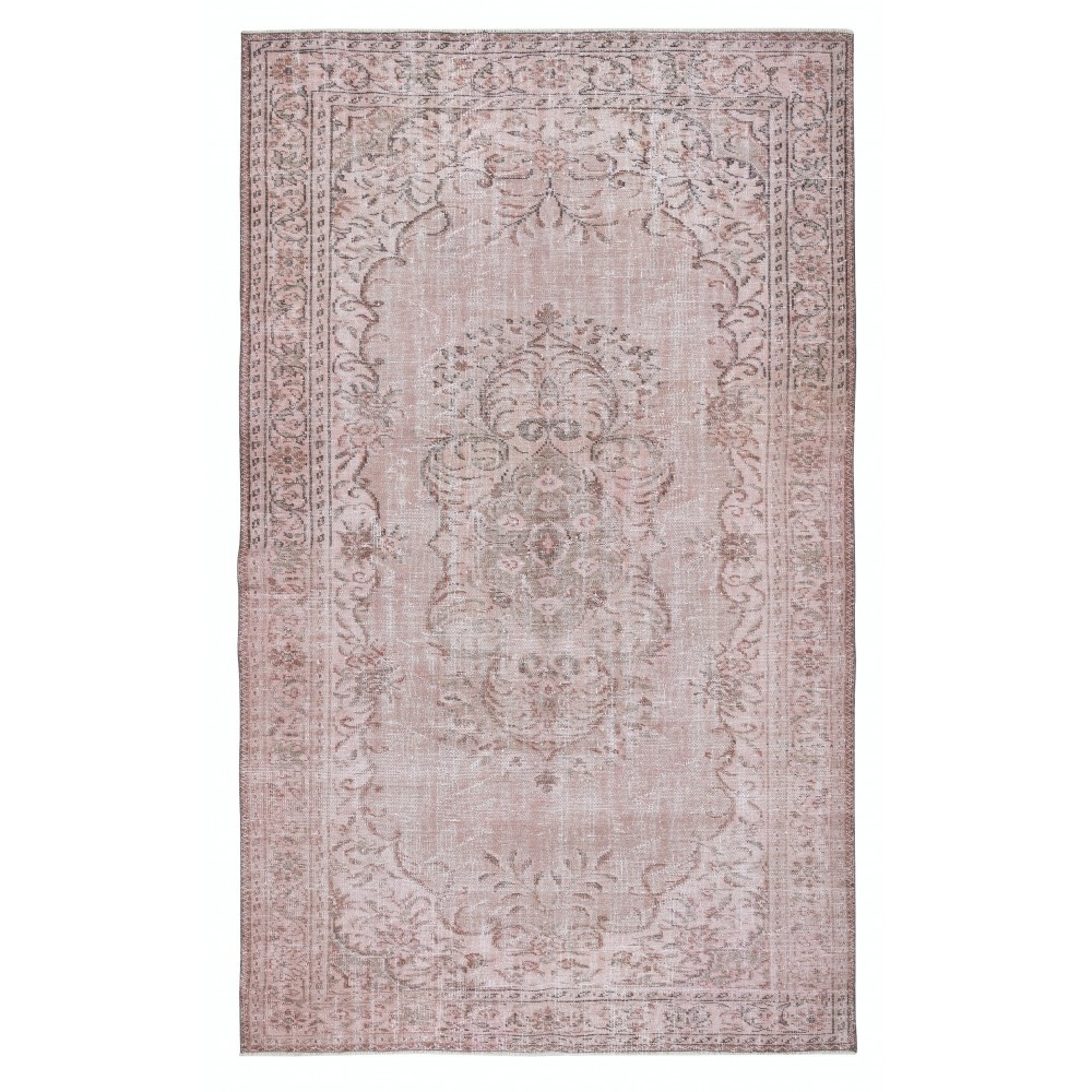 Modern Area Rug in Light Pink, Handwoven and Handknotted in Turkey