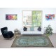 Modern Handmade Blue Color Turkish Wool Area Rug with Medallion Design