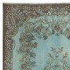 Modern Handmade Blue Color Turkish Wool Area Rug with Medallion Design