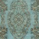 Modern Handmade Blue Color Turkish Wool Area Rug with Medallion Design