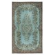 Modern Handmade Blue Color Turkish Wool Area Rug with Medallion Design