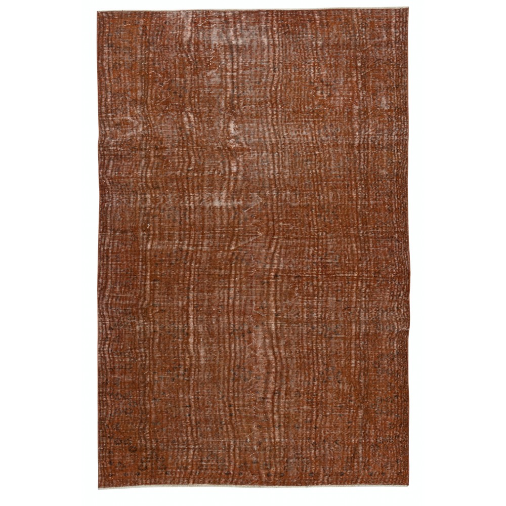Contemporary Area Rug in Orange. Hand-Knotted in Turkey. Wool pile on cotton foundation