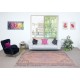 Modern Pink Color Over-Dyed Rug. Handmade Turkish Floor Rug. Bohemian Home Decor